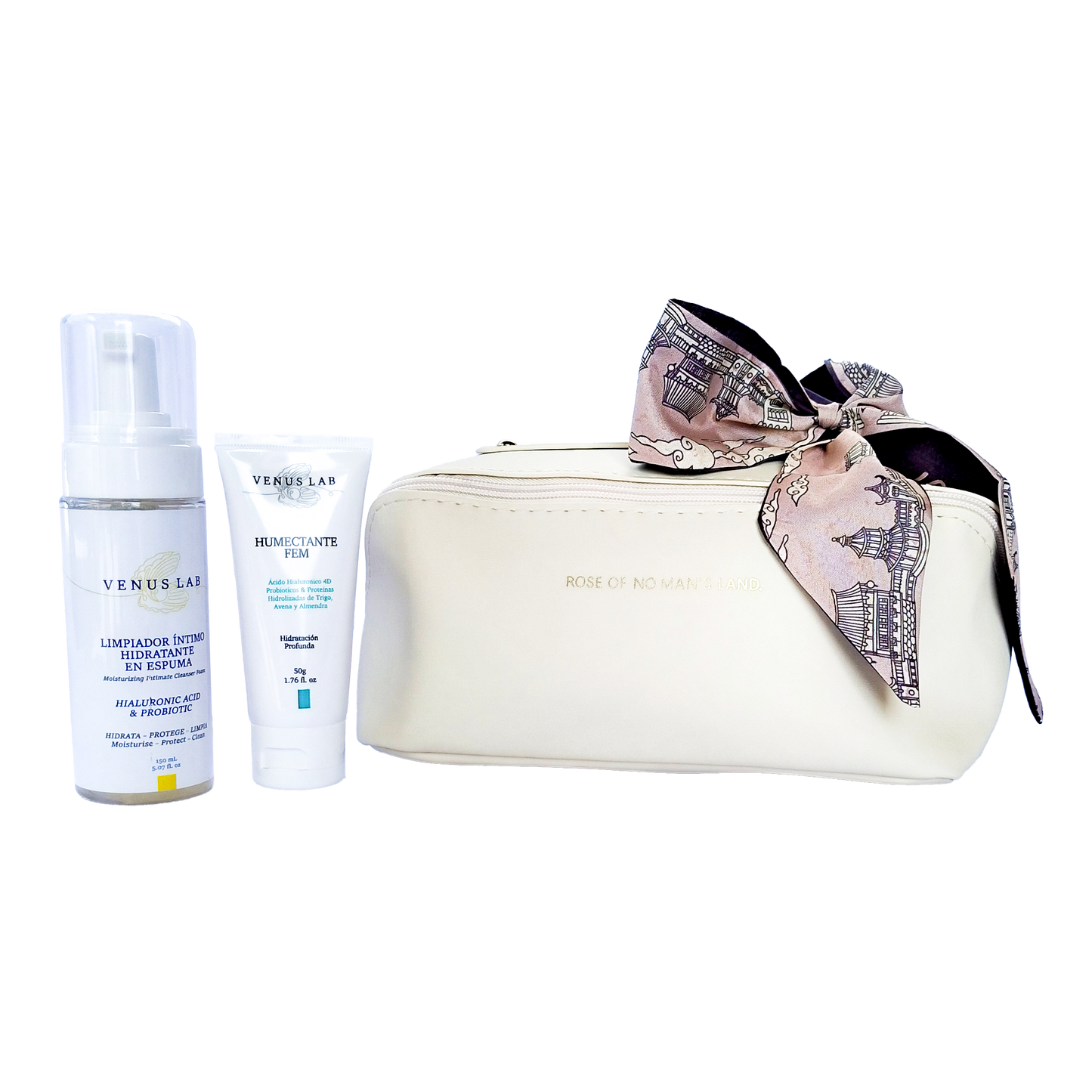 Kit Fem + Cosmetiquera Impermeable Blanca